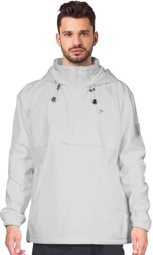 soulsfeng Mens Waterproof Jacket, Lightweight Breathable Rain Jackets Outdoor Hooded Windproof Thermal Lining Raincoat for Hiking Walking Cycling