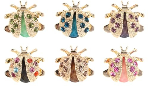 Mikikit Lot de 6 Broches Insecte en Cristal pour Vêtements Épingles Décoratives en Cristal Accessoires Bijoux Féminins pour Robes Vestes et Événements Festifs