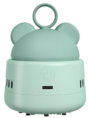 WIHFHGZ Mini Aspirateur de Bureau sans Fil Bleu et Beige, Compact 110x86x86mm, Rechargeable USB - Puissante Aspiration Silencieuse, Léger et Portable pour Bureau, Voiture et Maison (Bleu Corail)