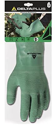 Deltaplus DPLAT5009 Naturlatex-Handschuhe Auf Baumwolljersey Träger - Länge: 30 Cm, Grün, Größe 9/10