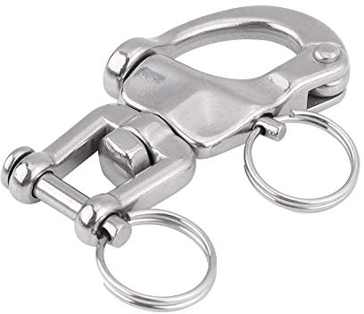 Keenso Boot Schnappschäkel, 1 STK 316 Edelstahl Panikhaken Schnelllösbarer Schnappschäkel Drehbarer Schnappschäkel für Segelboot Spinnaker Halyard(70mm)