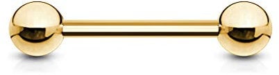 viva-adorno Universal Barbell Piercing Stab Zungenpiercing Brustpiercing Intimpiercing Stecker Hantel Edelstahl beschichtet Z310Z, 1,6x16x5mm, gold