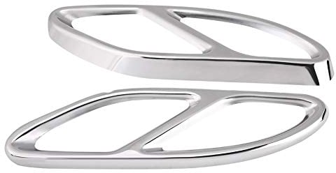 Nikou 1 Paar klasse auspuffblende e klasse in Auto und Motorrad doppelrohr gebogen oval auspuffblende carbon, für A-Klasse W176 2016-2019,Silber