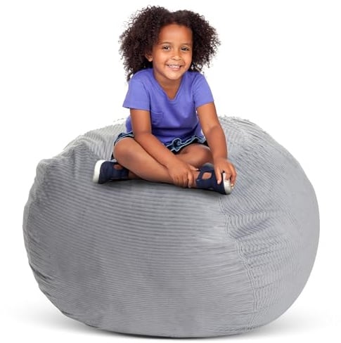Creative QT Stuff 'n Sit Large 33'' Sitzsack-Aufbewahrungsbezug ist ein vielseitiger Organizer für Kleinkinder- und Kinderzimmer und dient als tolle Alternative zu Plüschtier-Hängematten.
