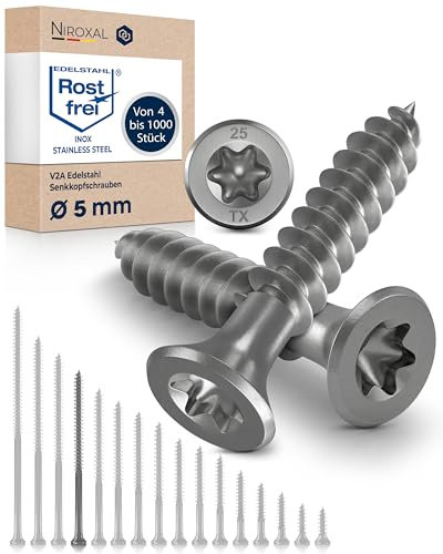 200x Vis à bois tête fraisée en Acier inoxydable Torx V2A vis inox 5x80 pour panneaux d'aggloméré Bois Filetage partiel 5mm fort 80mm long 200 pièce en acier A2