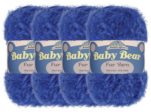 JubileeYarn Baby Bear Yarn - Chunky Weight Polyester Fur - 100g/Skein - Royal Blue - 4 Skeins