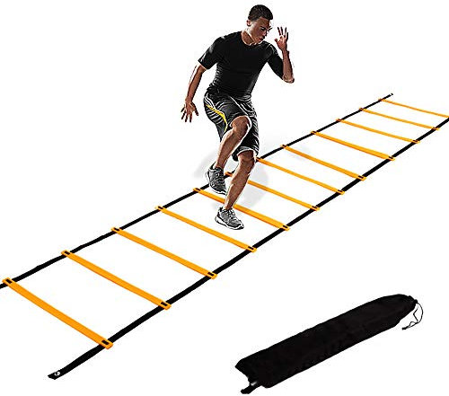 Scala Agilità Scaletta per Allenamento Calcio 6M Esercizio velocità Fitness 12 Piolo con Borsa di stoccaggio Regolabile Scalette da allenamento speed ladder Attrezzatura da allenamento da calcio