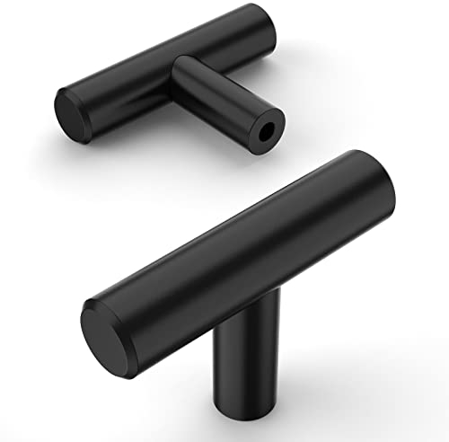 Amerdeco Lot de 12 Plein Bouton de Meuble Noir Acier Inoxydable Bouton Porte Cuisine Boutons de Placard