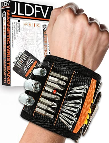 Bracciale Magnetico - Regalo Uomo, Polsiera Magnetica con 15 Forti Magneti per Fissare Viti,Chiodi,Attrezzi e Regali Fai da te Regali per Papà/Marito/Carpentiere