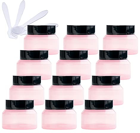 ZEOABSY 24 Pièce 30 ML Rose Verre Cosmétique Bouteille Crèmes Pots, avec Noir Bouchon à vis, Bouchon Intérieur, pour Aromathérapie Produits cosmétiques Baume À Levrès et Crème