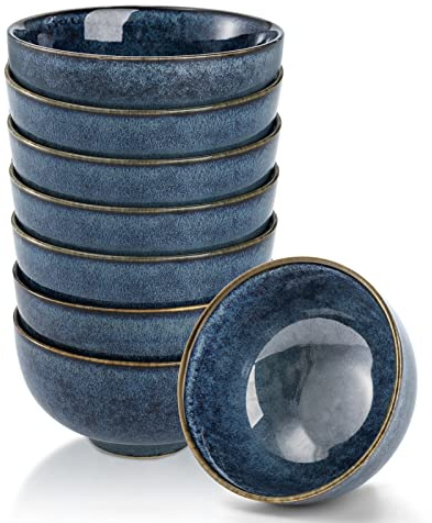 ZOOFOX Set of 8 Small Bowls, 10 Ounce Ceramic Bowls for Side Dishes, Reactive Glazed Serving Bowls for Rice, Cereal, Ice Cream, Condiments, Snacks