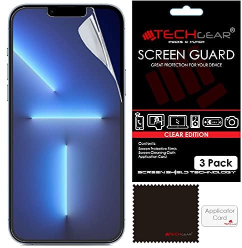 TECHGEAR 3 Pack Screen Protectors for iPhone 13/13 Pro, iPhone 14 - CLEAR LCD Screen Protector Film Guard Covers with Accessories