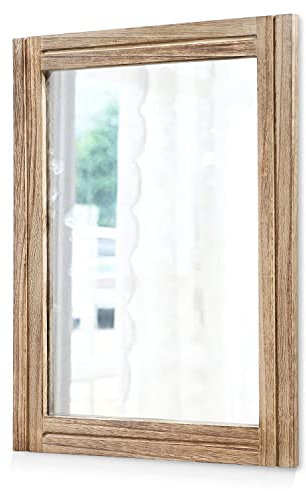 AAZZKANG Rustikale Spiegel für die Wand groß 65 x45 cm rechteckiger Holzrahmen, Spiegel, Bauernhaus, Schlafzimmer, Badezimmer, dekorativer Schminkspiegel