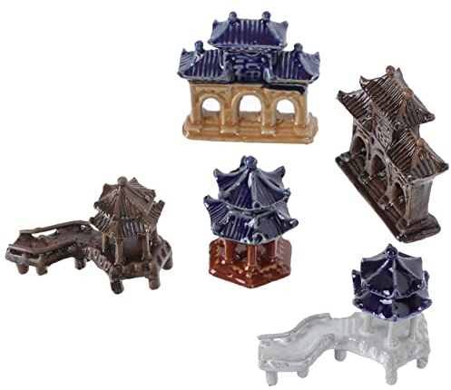 DOITOOL 5Pcs Miniature Pagoda Statue Chinese Zen Asian Decor Miniature Pagoda Bonsai Micro Landscape Decoration Figurines (Assorted Color)