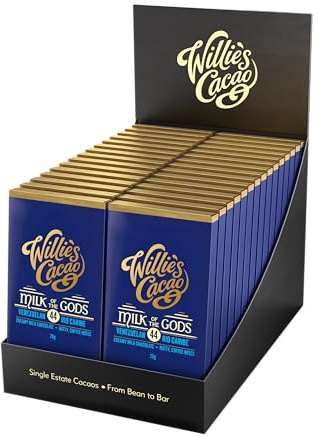Willie's Cacao - Milk of the Gods, 44% milk chocolate bar - 26g x 30 - Rich nutty notes - Artisan made - Bean to bar