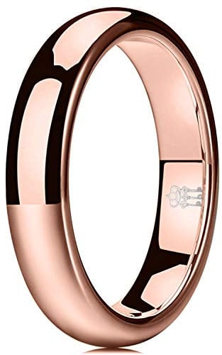 Three Keys Jewelry Womens Tungsten Carbide Unisex Wedding Bands Ring Inlay Rose Gold for Women 4mm Comfort Fit Vintage Size 11.5