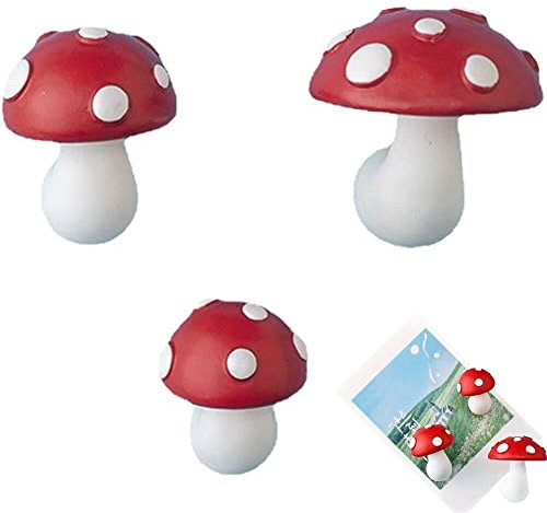 3D -Harz -kühlschrankmagnet 3pcs Red Pilz Kühlschrank Magnet Pflanzenkühlschrank Magnet Aufkleber Für Küchenheim -bürodekoration