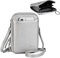 befen Kleine Umhängetasche für Damen, echtes Leder, Cross-Body, Handy-Geldbörse, Kartenhalter, Mini-Schultertaschen, Damen-Handtaschen mit langem Riemen, silber, Small