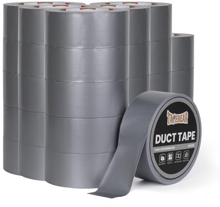 TAPEBEAR Ruban Adhésif Toilé 48mm x 27m, Argent Heavy Duty Duct Tape, Ruban Adhésif Imperméable de 9mil d'épaisseur, déchirable à la main pour les réparations, scellage, d'étiquetage, 30 rouleaux