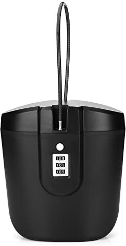 Soleebee Cassaforte portatile antifurto, cassaforte da viaggio portatile con numeri, serratura per la spiaggia, viaggi, campeggio, sport all'aria aperta (nero)