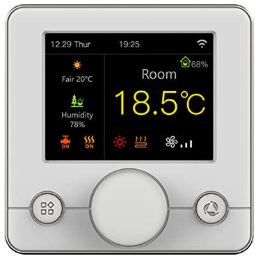LANRU Thermostat Intelligent,Thermostat de ventilo-convecteur WiFi Intelligent 3A avec écran LCD coloré RVB Thermostat Intelligent Contrôleur de température constante d'intérieur Thermostat programm
