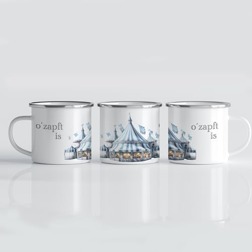 online-hut - Tasse - Emaille Kaffeebecher - Lieblingstasse - Oktoberfest - Festzelt - O´zapft is - Nostalgie - EOKT-4