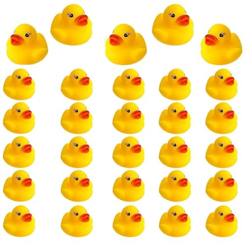 50 Stück Gummi Ducky Badespielzeug, klassisches Quietscheentchen für die Badewanne,Mini Ente für Dusch Geburtstags Partyartikel