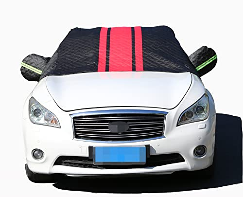 CAESY Faltbare Frontscheibenabdeckung für Mini Cooper Cabrio, Winter Windschutzscheibe Frostabdeckung, Autoabdeckung Eisschutzfolie,Black+Red