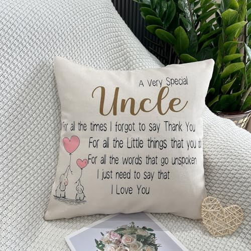 GYISANA Onkels Geschenk von Neffe Nichte Dankbarkeit Dekorativ Kissenhülle Baumwolle Leinen Thanksgiving Kissenbezug Dekokissen Sofakissen für Couch, Auto, Schlafzimmer 45x45 cm