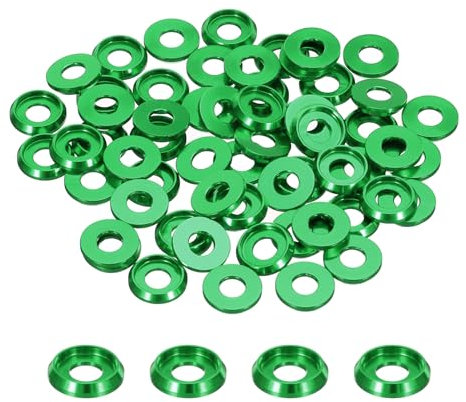 QUARKZMAN Rondelles Coniques M5 Avec Trou de 5 mm/0,2, Rondelles de Tête de Coupe en Aluminium pour Vis RC/FPV/PC/Drone/Accessoires Mécaniques, Lot de 60 (Vert)