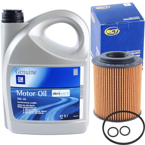 Inspektionspaket Ölwechsel Set Ölfilter + Motoröl 5W30, 5 Liter | passend für GM dexos 2 GM-LL-A-025 GM-LL-B-025