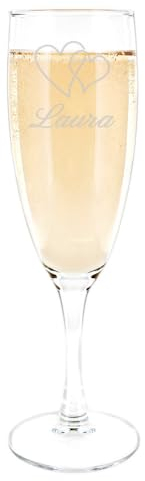 Flute à champagne en verre personnalisée – Coupe à champagne avec gravure texte – Verre à champagne personnalisable - Idée cadeau mariage ou anniversaire