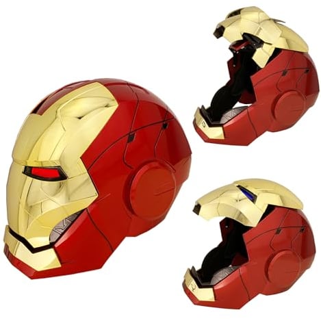 Autoking Iron-Man MK 5 Helmet with Jarvis Voice & Remote&Touch Controlled Open/Close Mask, 1:1Adult Wearable Super Hero Mask&Movie Prop for Halloween&Birthdayand&Christmas(Golden)