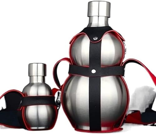 MIFANI Hip Flasks Big Gourd Stainless Steel Hip Flask Alcohol Hip Flask 250ML 500ML 1500ML Leather Holster Large Capacity Portable for traval (Color : 500ML) (Color : 500ml)
