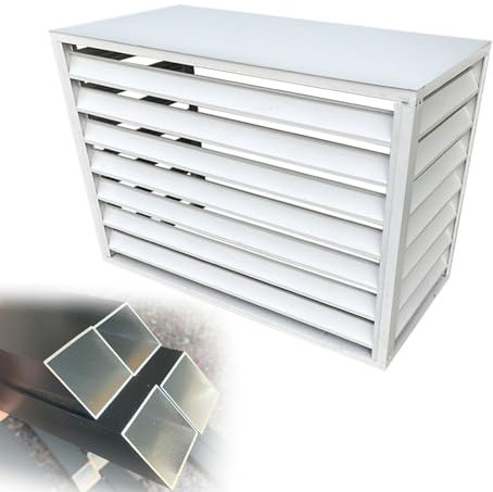 Aleación De Aluminio Cubre Aire Acondicionado Exterior Grande Estante Para Aire Acondicionado Persianas Decorativas Cubierta Protectora De Marco 100x50x70cm 110x60x80cm (Color carbonizado : White,