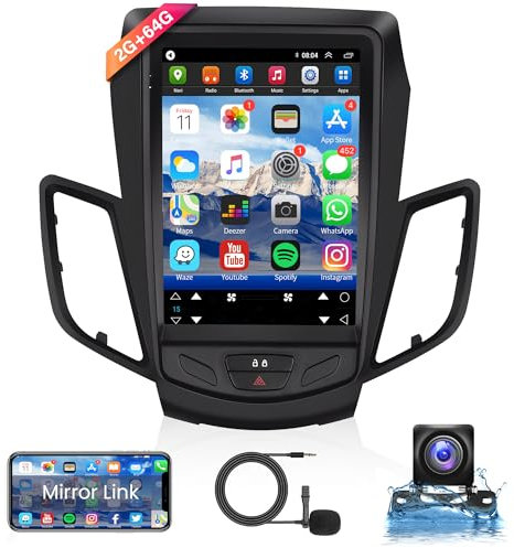 2G 64G Android Car Stereo for Ford Fiesta MK7 MK8 2009-2016, 9.7 Inch Touch Screen Car Radio with GPS Navigation Mirror Link Bluetooth FM RDS WiFi + Backup Camera