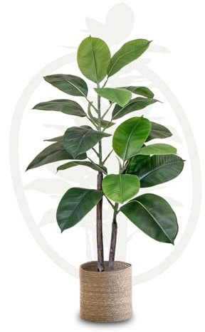 Maia Shop Plantas Artificiales Decorativas - Ficus Artificial 90 cm, Planta Artificial Realista, Decoración Hogar, Ficus Robusta, Ficus Elástica