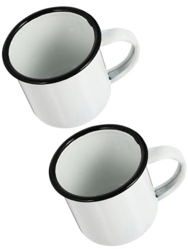 Générique Lot De 2 Tasses À Thé En Émail Tasses À Eau Vaisselle De Style Ancien Pour Pique-niques Bureau Maison