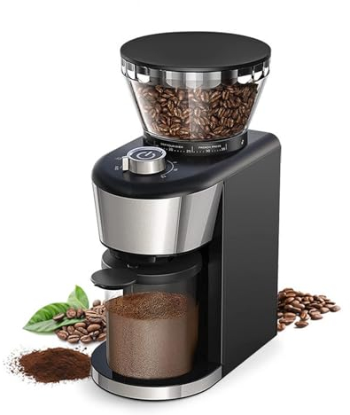 Moulin à grains de café réglable, moulin à café automatique avec 35 réglages de mouture précis, moulins à café pour un usage domestique, café à meule plate automatique pour presse française black