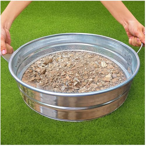 19'' Extra Large Soil Sifter with Handles, Compost Sifter for Gardening, Dirt Sifter,Rock Sifter,Garden Sieve for Compost Dirt Rocks Pellet Gravel Sand Leaves,Garden Tool 19 x19x4.3 with 1/4 Mesh
