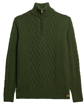 Superdry Herren Jacob Zopfmusterpullover mit halblangem Reißverschluss