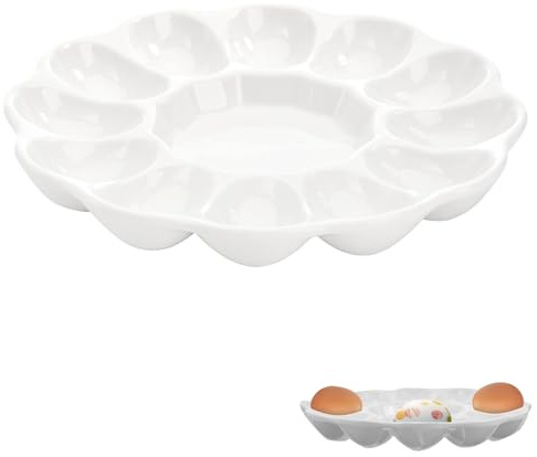 Plato Huevos Rellenos Melamina - Presentación Elegante para Huevo Relleno y Albóndigas - Diseño Moderno y Fácil de Limpiar
