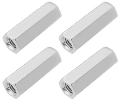 Create idea 4 Pezzi M10 Dado Tenditore Filettatura Destra 304 Dado Di Accoppiamento Esagonale Lungo In Acciaio Inossidabile Per Apparecchiature Di Comunicazione Per Casa E Ufficio Argento