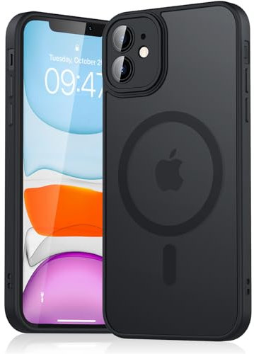 Mugust Magnetisch Hülle für iPhone 11 Hülle, Matt Handyhülle Kompatibel mit MagSafe, Mattierte Durchscheinende Rückseite Schutzhülle Handyhülle für iPhone 11 (Schwarz)