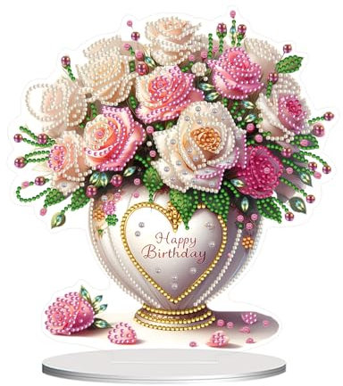 Beidseitig Diamond Painting Vase Deko Frühling DIY Frühling Tischdeko Aufsteller Doppelseitig Diamant Painting Diamond Painting Stehend Kunst Set Erwachsene Diamant Malerei Tisch Dekoration (B)