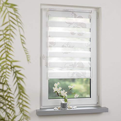 Klemmfix- Duorollo/Doppelrollo mit Druckmotiv Boston mit verstellbaren Klemmträgern, Montage ohne Bohren, Breite: 100 cm/Höhe: 160 cm, Farbe: Taupe