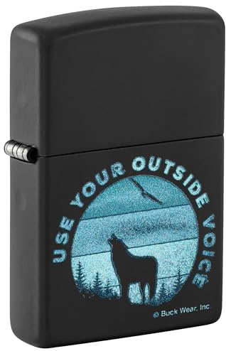 Zippo Windproof Lighter - Buck Wear Design - Colour Image Black Matte - Refillable - Reusable - Windproof Design - Gift Box - Made in USA