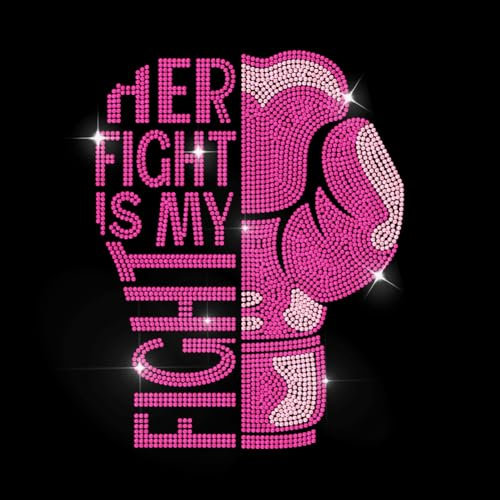 MAYJOYDIY Pink Boxing Glove Rhinestone Iron on Decal Female Boxer Hotfix Transfer Sticker Bling Her Fight Heat Transfer Patch Clothing Repair Applique for T-Shirt Hat Jacket Garment Bag DIY Decor