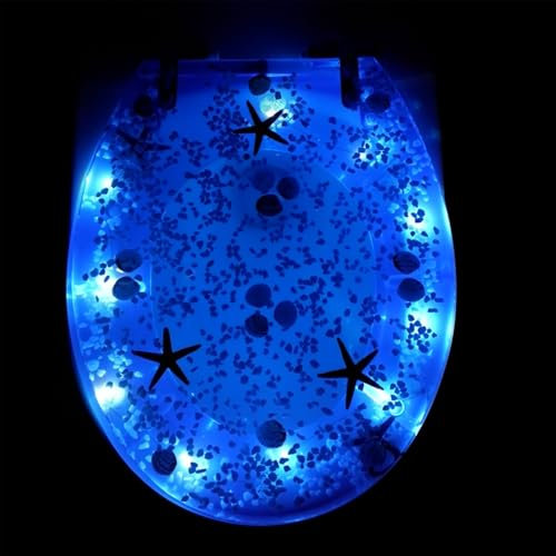 Cammeciso Toilettensitz aus transparentem Harz,WC Sitz Aus Harz Mit Schnellverschluss,Transparenter WC-Sitz,Transparenter Harz-WC-Sitz,Langsam Soft Close,Eingebauter LED-Lichtstreifen.