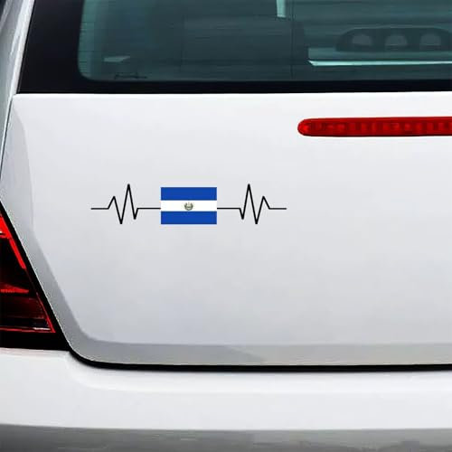 Adesivi per auto con bandiera El Salvador battito cardiaco El Salvador decalcomania per paraurti auto souvenir paese vinile decalcomania per auto, camion, finestre, laptop decalcomanie 11 pollici